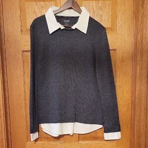 Calvin Klein Performance Gray Sweater with White Collar